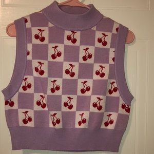NWOT Forever21 Cherry Checkered Sweater Vest
